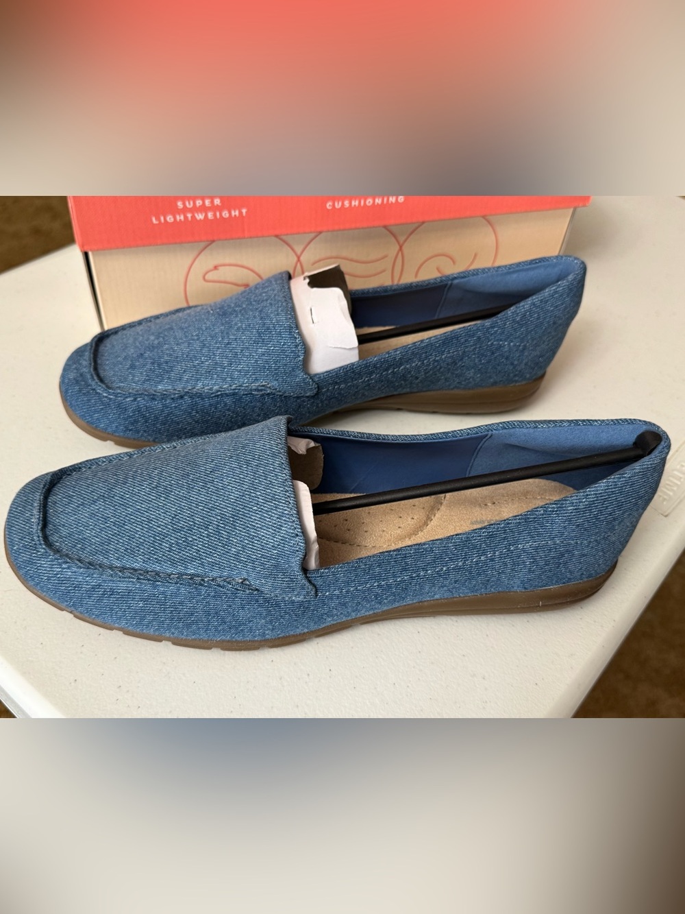 Blue Denim Slip-On Loafers for Women